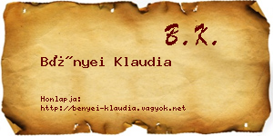 Bényei Klaudia névjegykártya